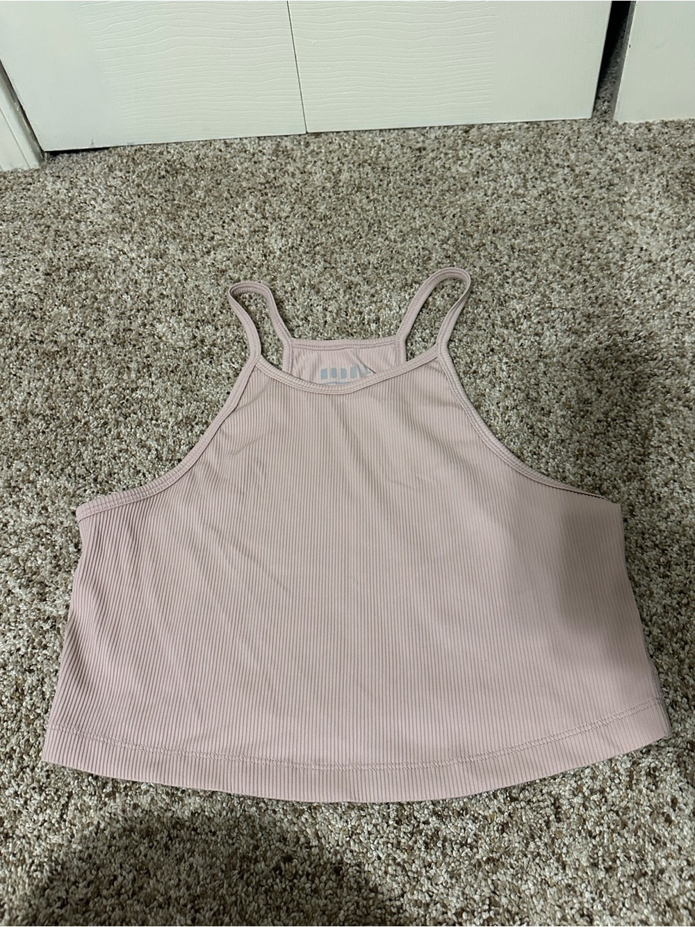 Nobull Ribbed High-Neck Crop Tank Top - Dusty Rose